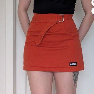 HIDE orange belted mini skirt